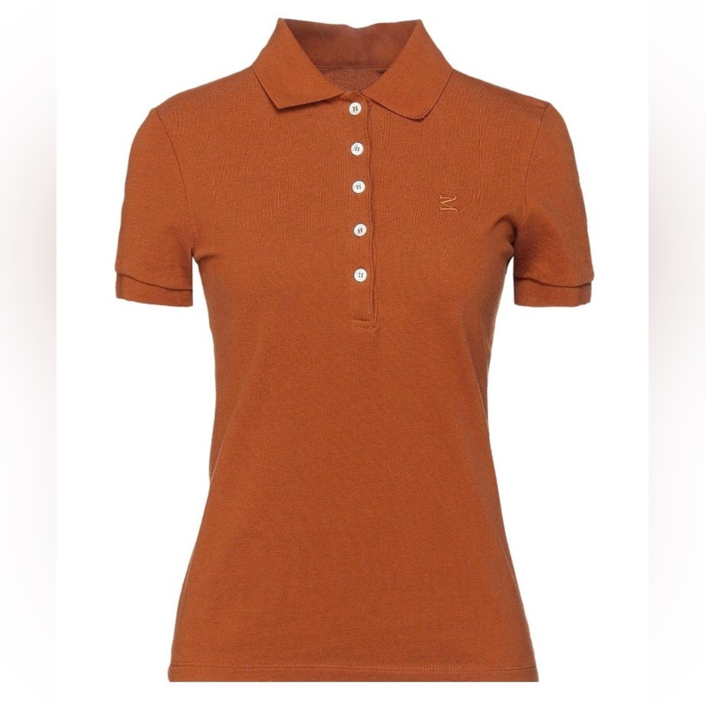 Maison Martin Margiela Short-Sleeve Button Polo in Rust